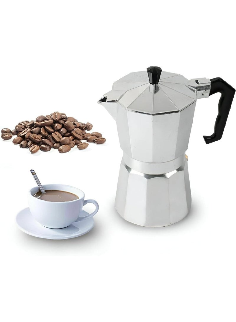 ماكينة إسبريسو منزلية مع غطاء - إبريق موكا من الألومنيوم سعة 6 أكواب، تجربة قهوة إيطالية أصيلة - مثالية للمنزل والمكتب والسفر - Image 1